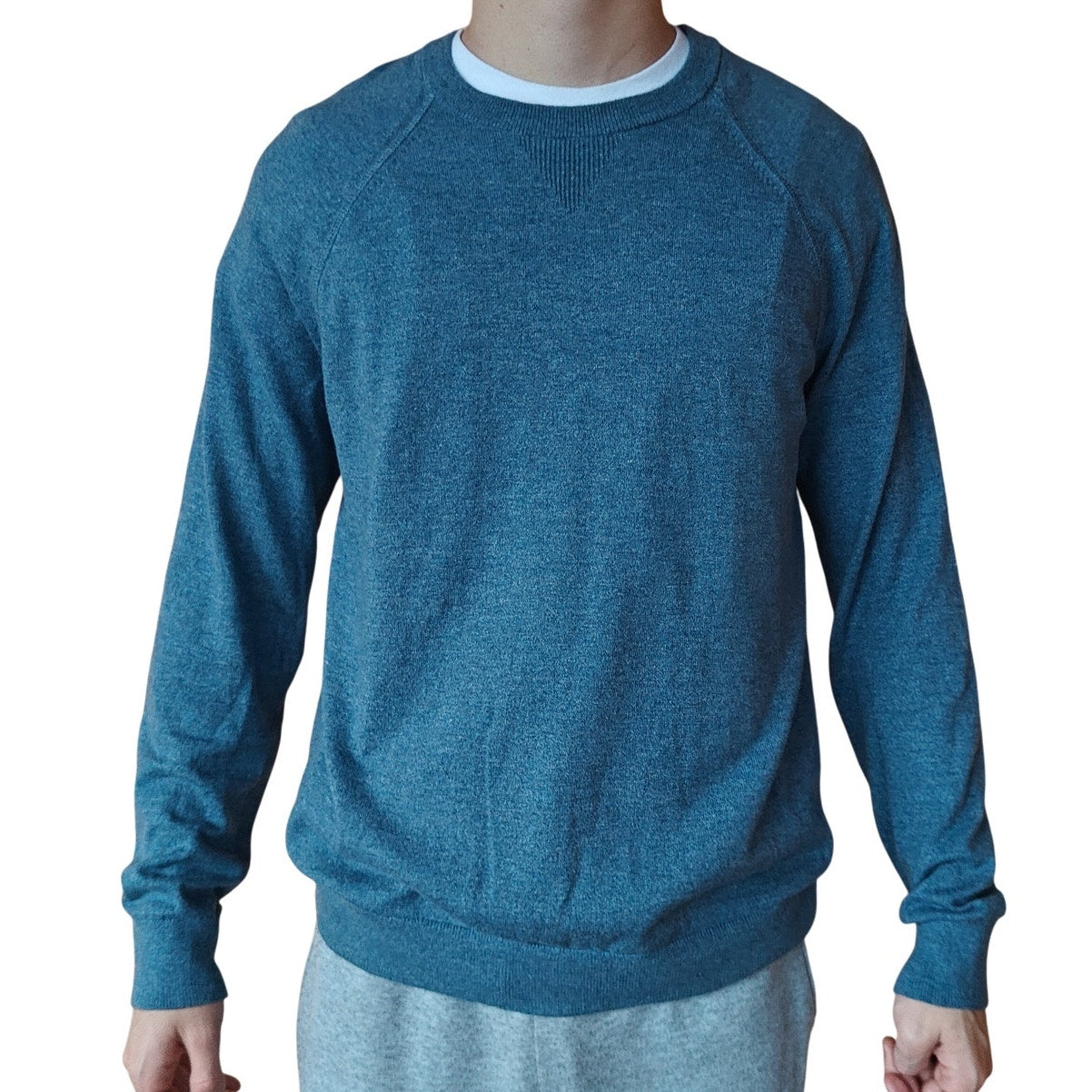 Blue Organic Cotton Crewneck Sweater