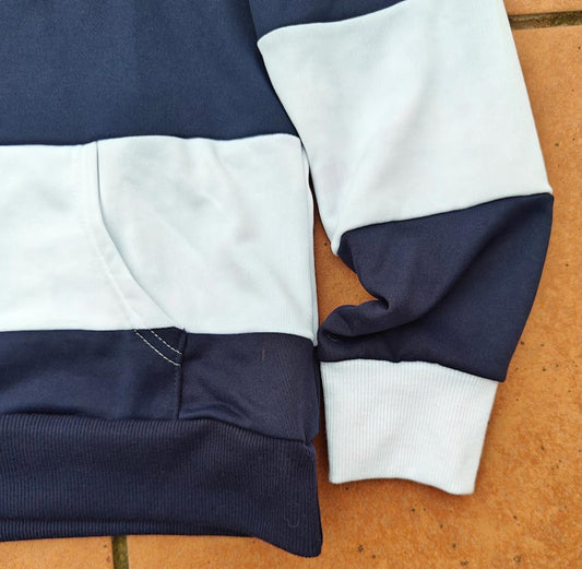Navy Blue & White Striped Hoodie