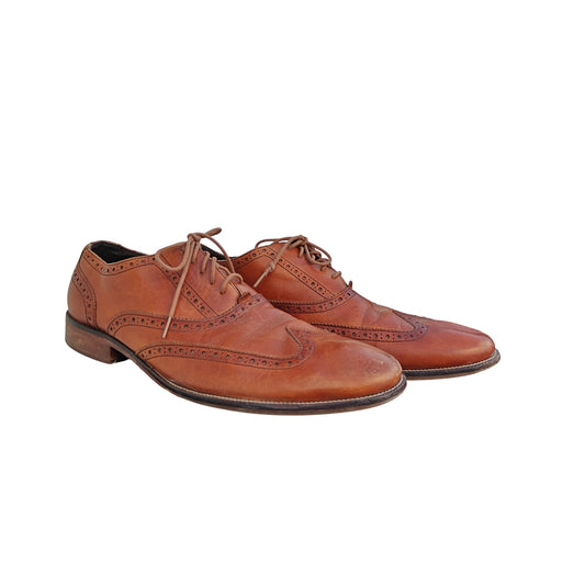 Brown Leather Wingtip Oxford Dress Shoes