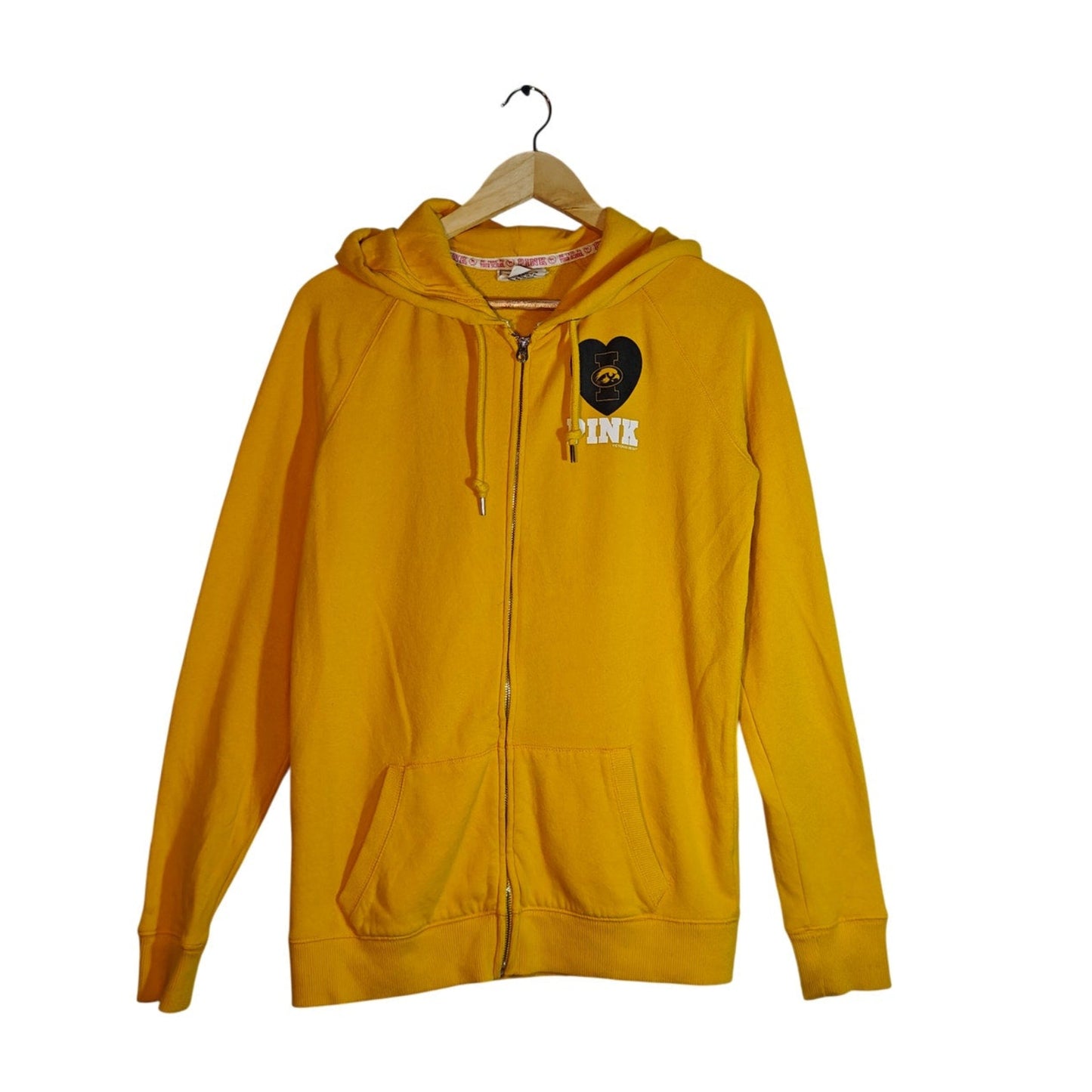 Yellow Iowa Hawkeyes Zip-Up Hoodie With Rhinestone Logo