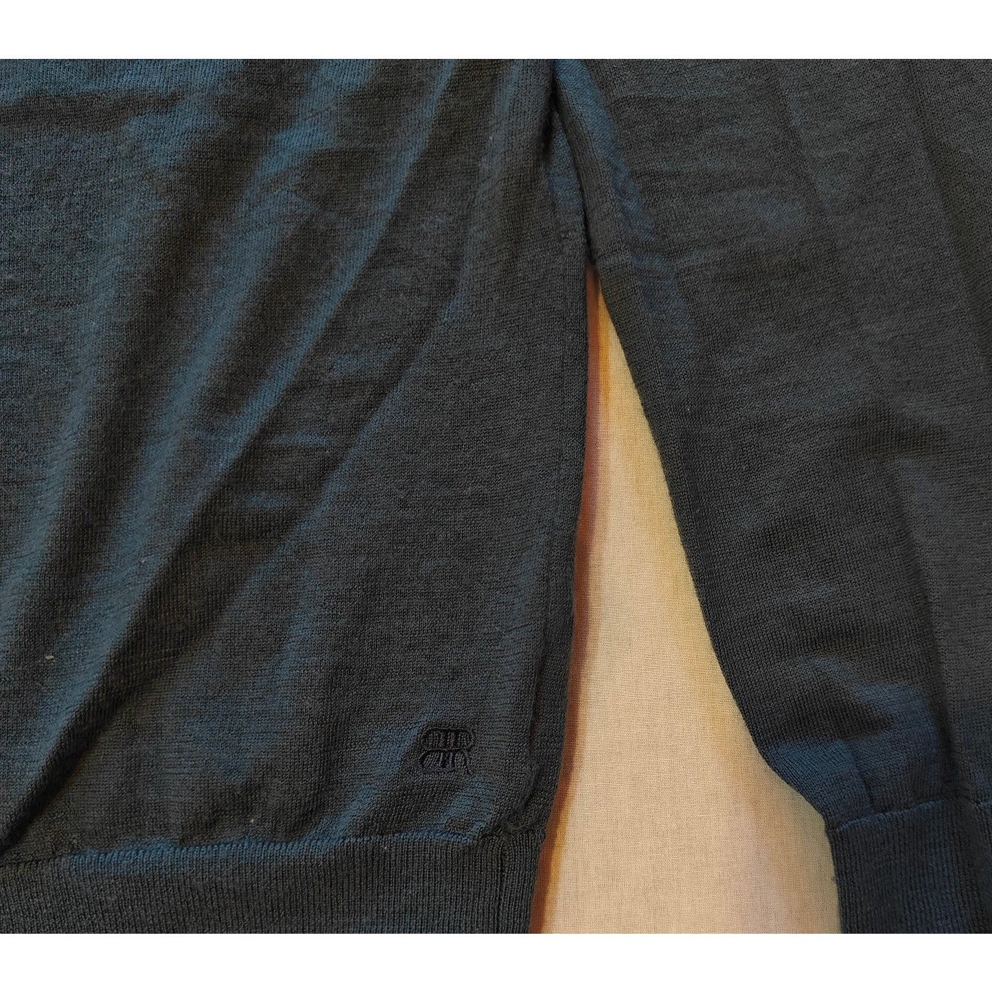 Dark Blue Merino Wool V-Neck Sweater