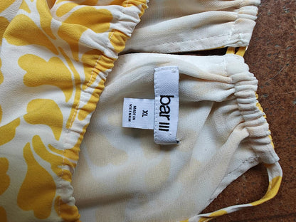 Yellow Leaf-Print Halter Top