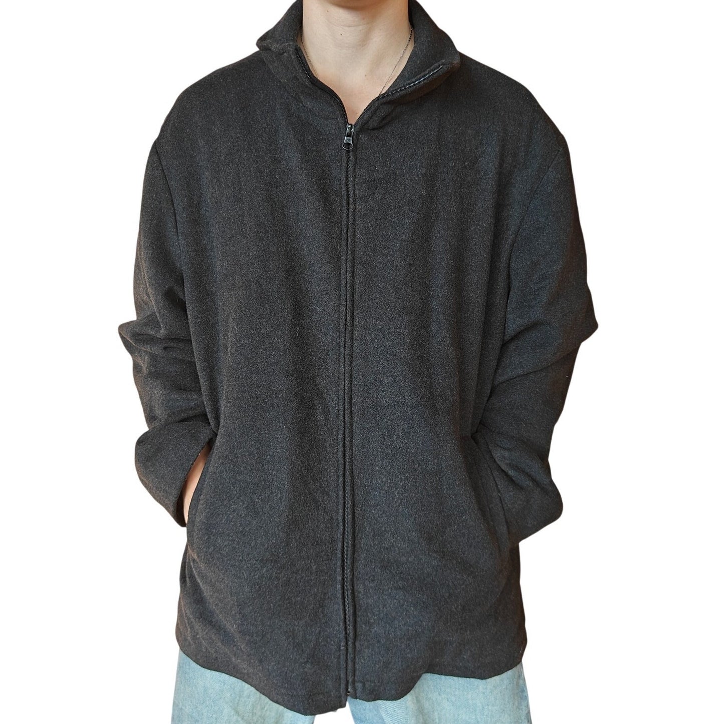 Charcoal Wool-Blend Quilted Jacket