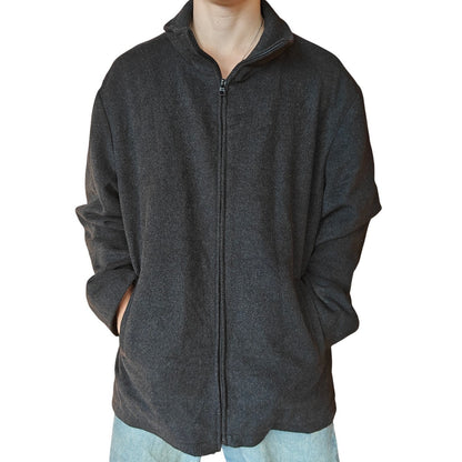 Charcoal Wool-Blend Quilted Jacket