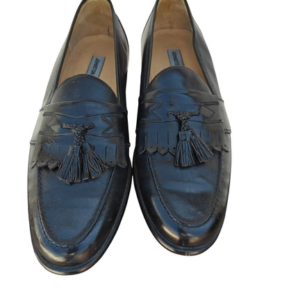 Black Leather Tassel Loafers
