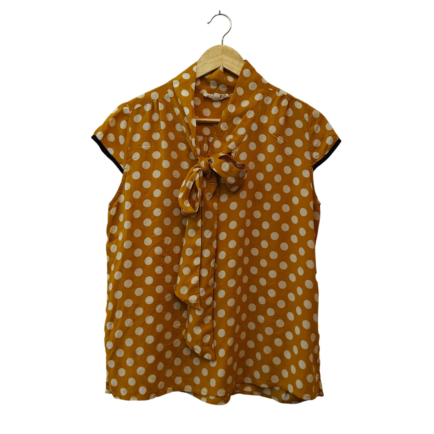 Mustard Polka Dot Tie Blouse