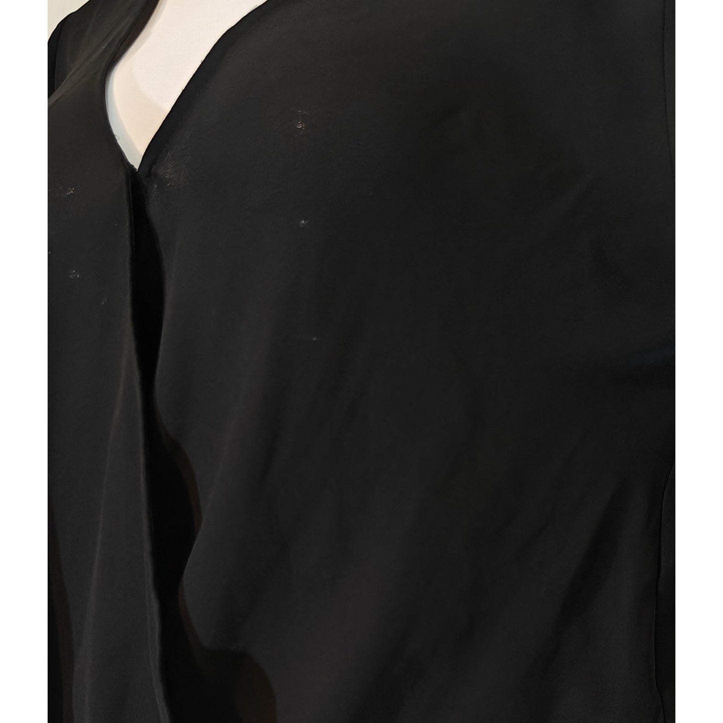 Black Draped Surplice V-Neck