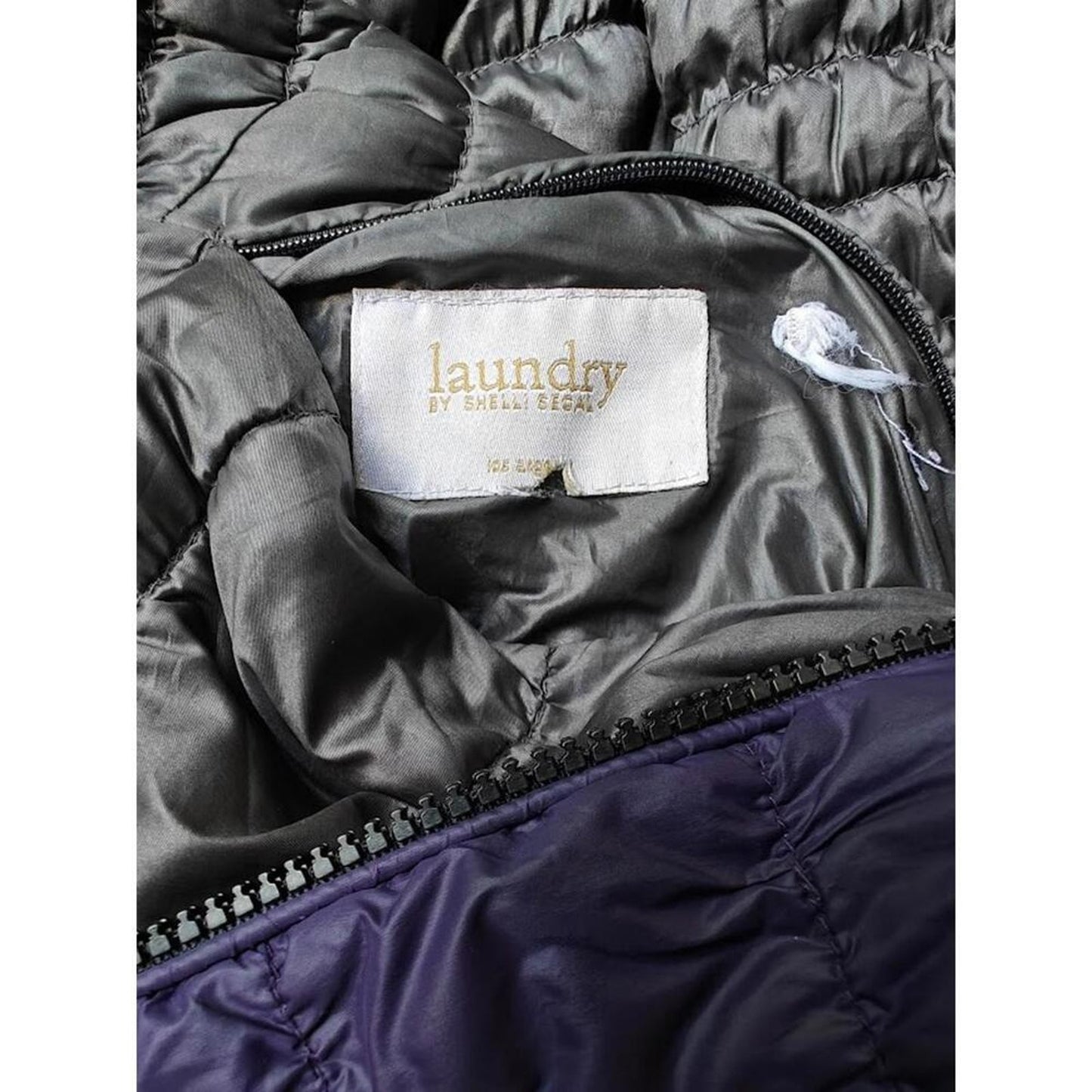Gray/Purple Reversible Quilted Long Puffer Coat