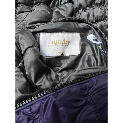 Gray/Purple Reversible Quilted Long Puffer Coat
