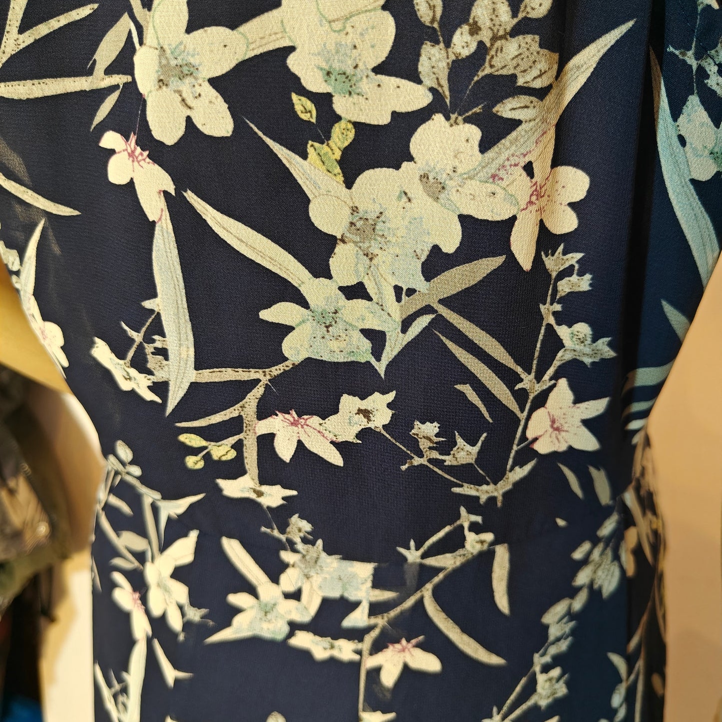 Navy Floral Ruffle Wrap Mini Dress