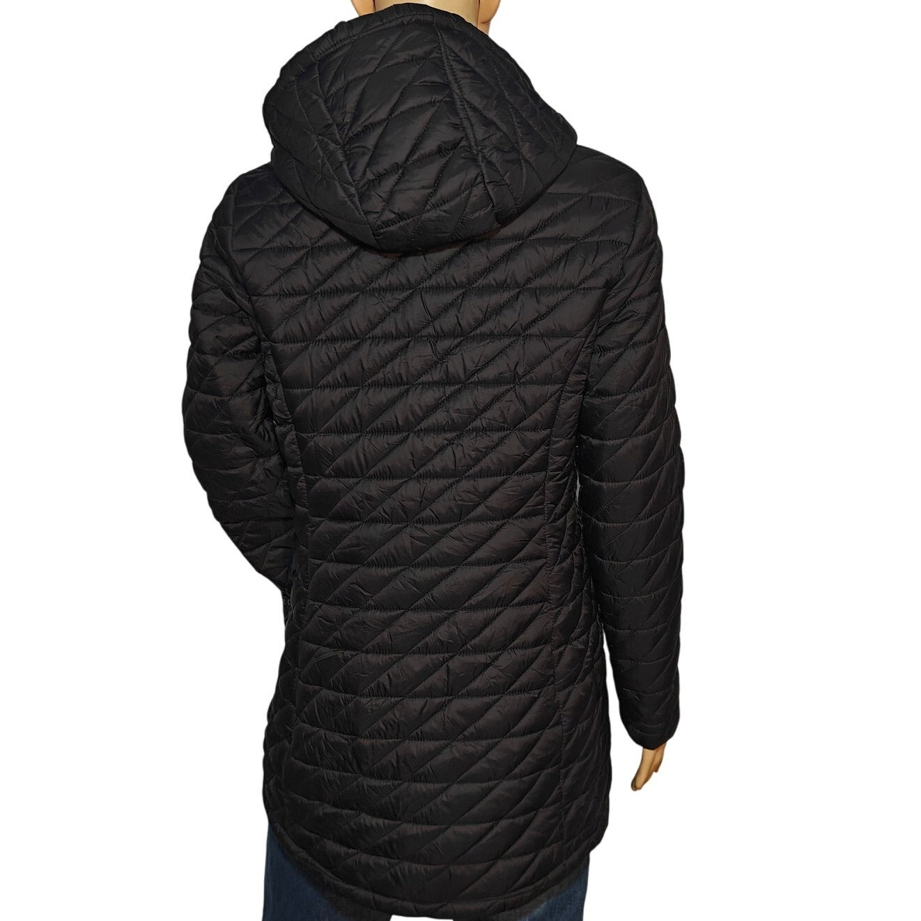 Black Quilted Hooded Long Puffer Jacket