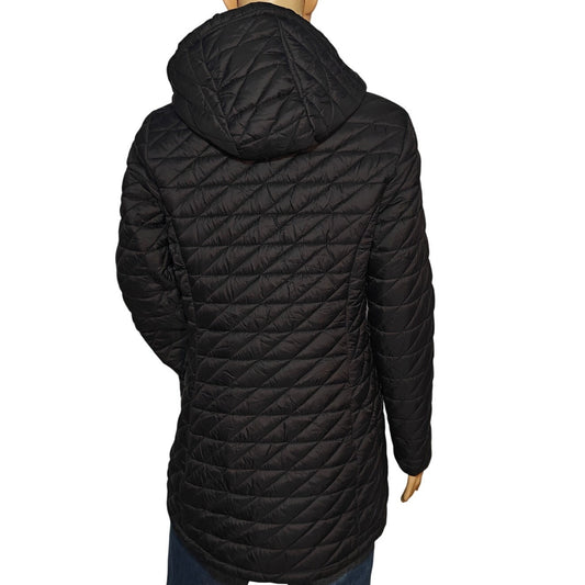 Black Quilted Hooded Long Puffer Jacket