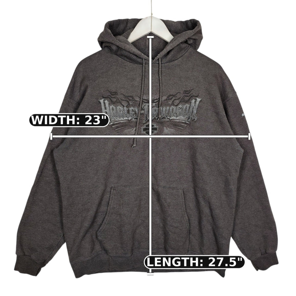 Harley-Davidson Flame Graphic Pullover Hoodie – Charcoal Gray