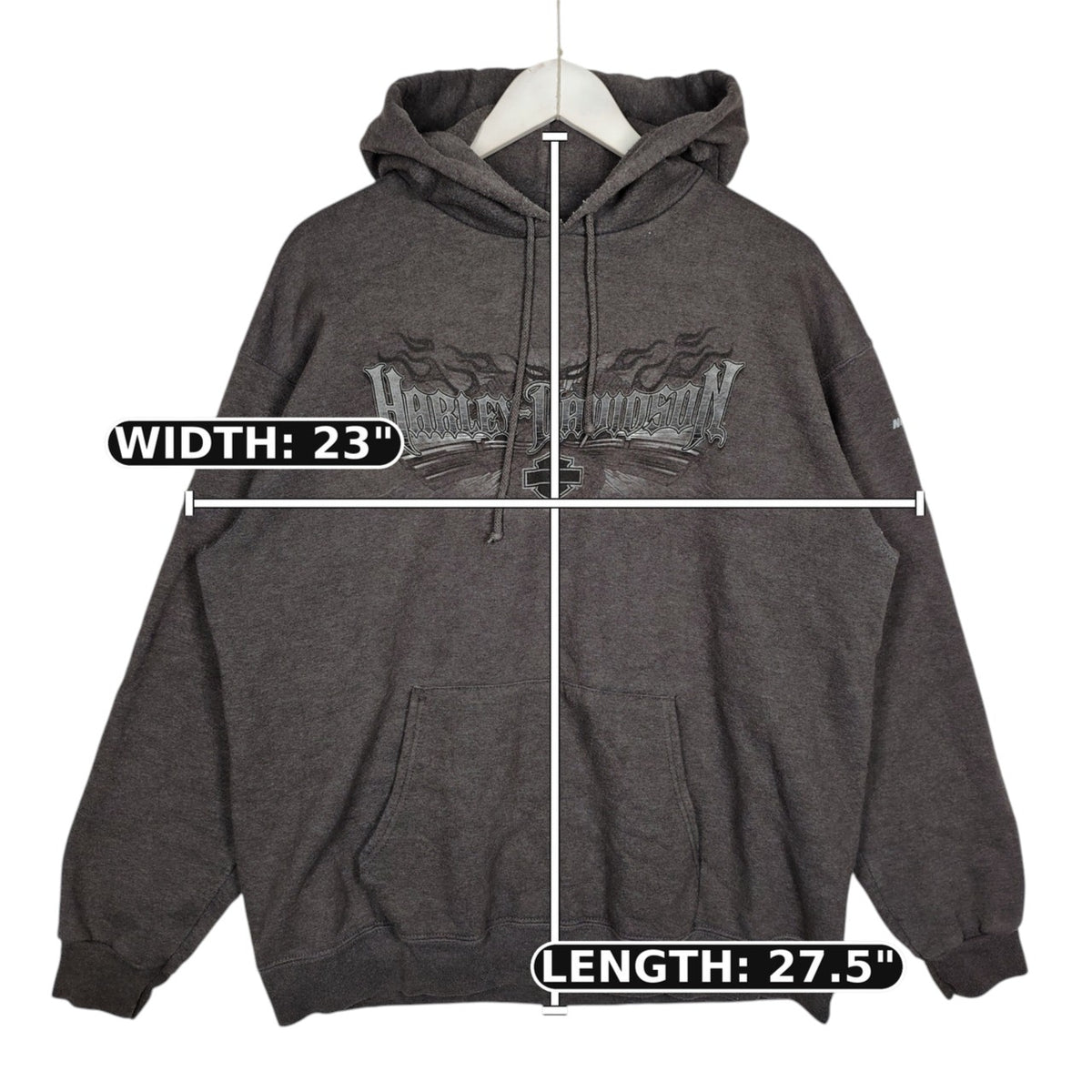 Harley-Davidson Flame Graphic Pullover Hoodie – Charcoal Gray