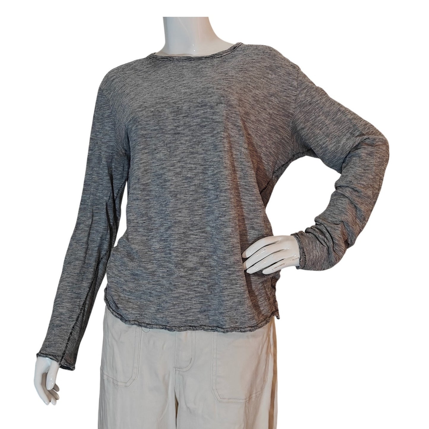 Gray Striped Long Sleeve Tee