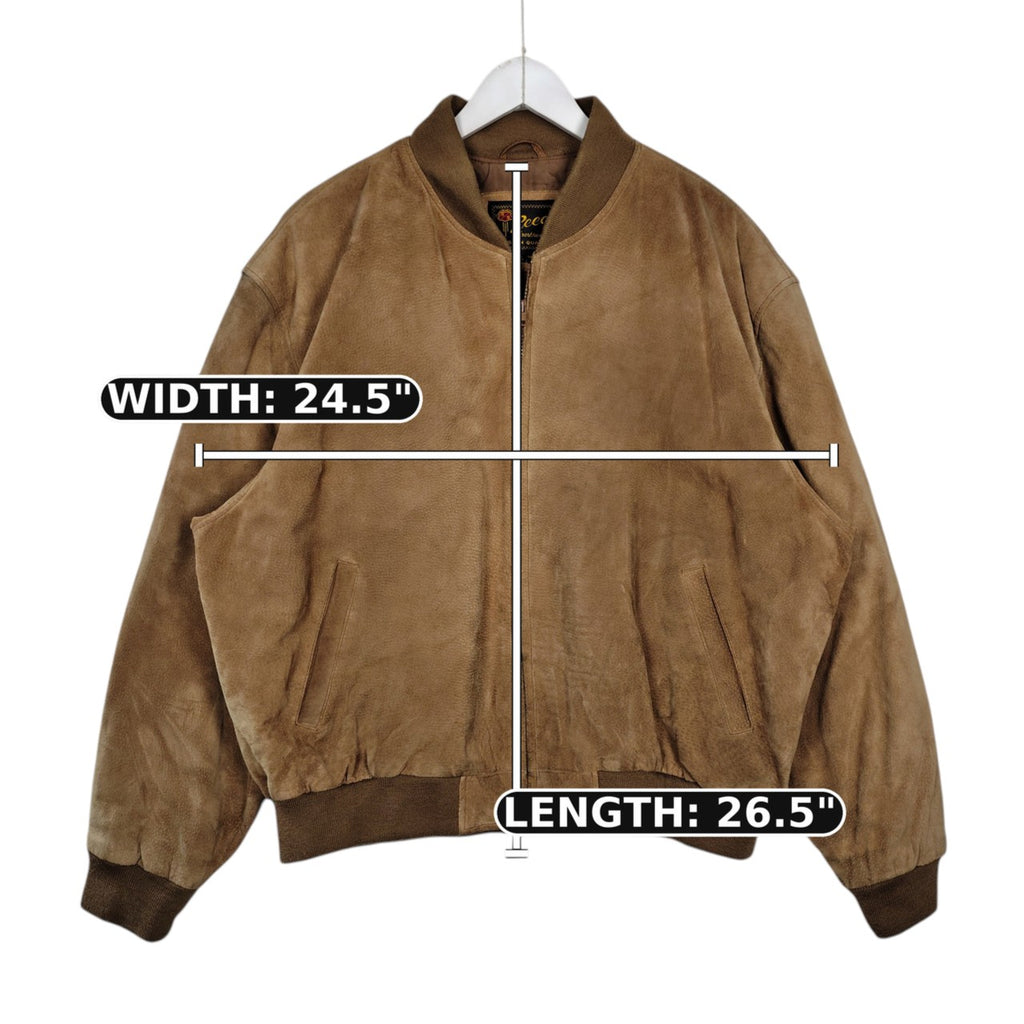 Reed Sportswear Tan Suede Leather Bomber Jacket – Men’s XL