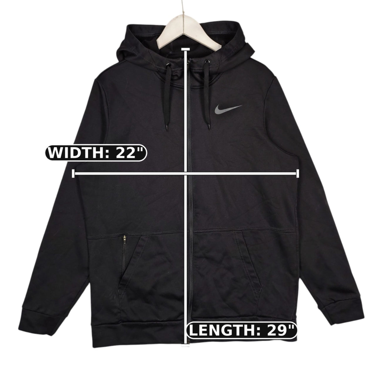Nike Dri-FIT Black Full-Zip Fleece Hoodie – Men’s Large
