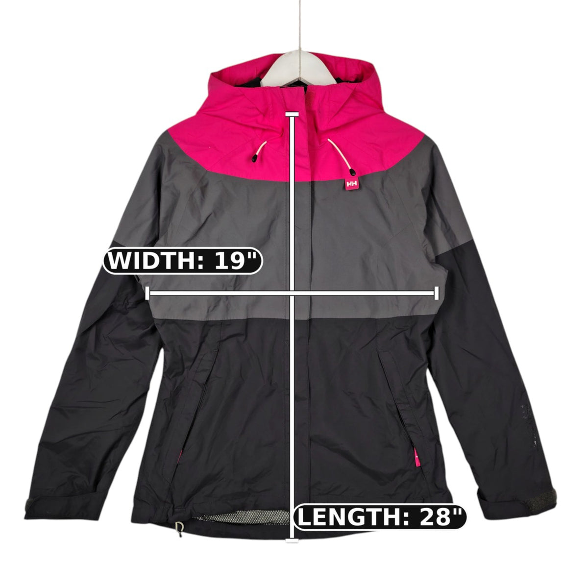 Helly Hansen Pink Gray & Black Hooded Rain Jacket – Women’s Medium