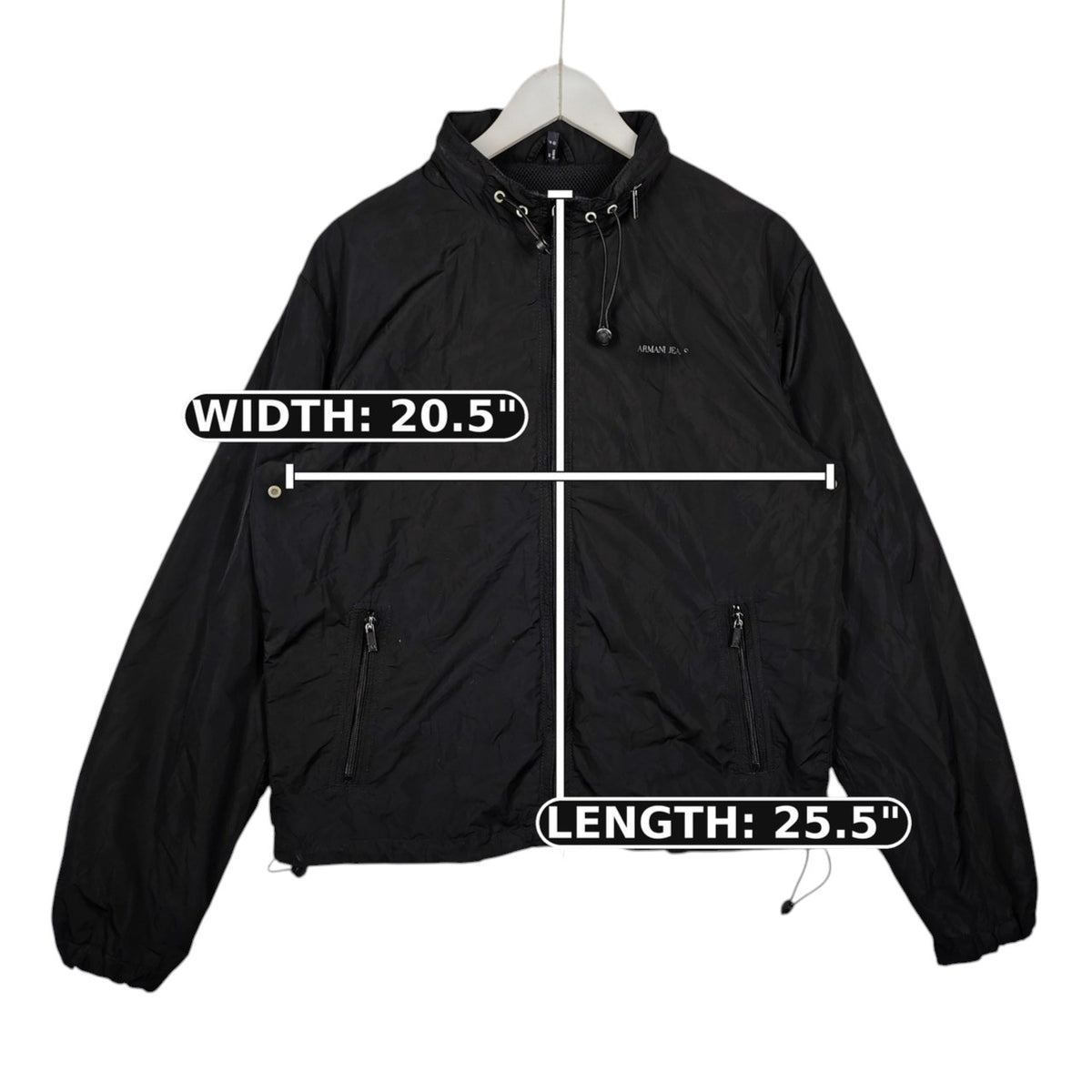 Armani Jeans Black Full-Zip Windbreaker Jacket – Men’s Large / EU 52