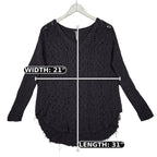 Free People Cable Knit V-Neck Sweater – Charcoal Gray