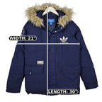 Adidas Originals Navy Hooded Parka with Fur Trim – Small