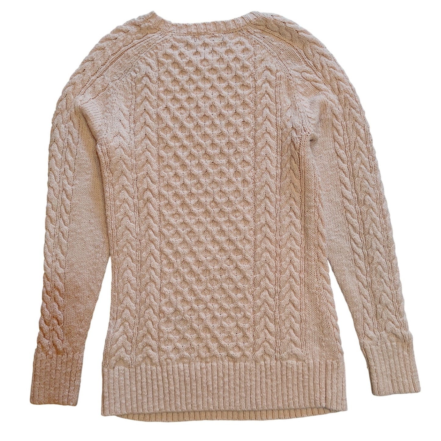 Light Pink Cotton Cable Knit Sweater