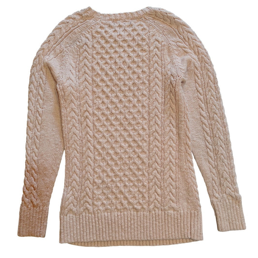 Light Pink Cotton Cable Knit Sweater