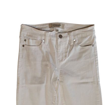 White Cropped Raw Hem Jeans