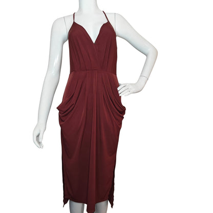 Rust Draped Racerback Midi Dress