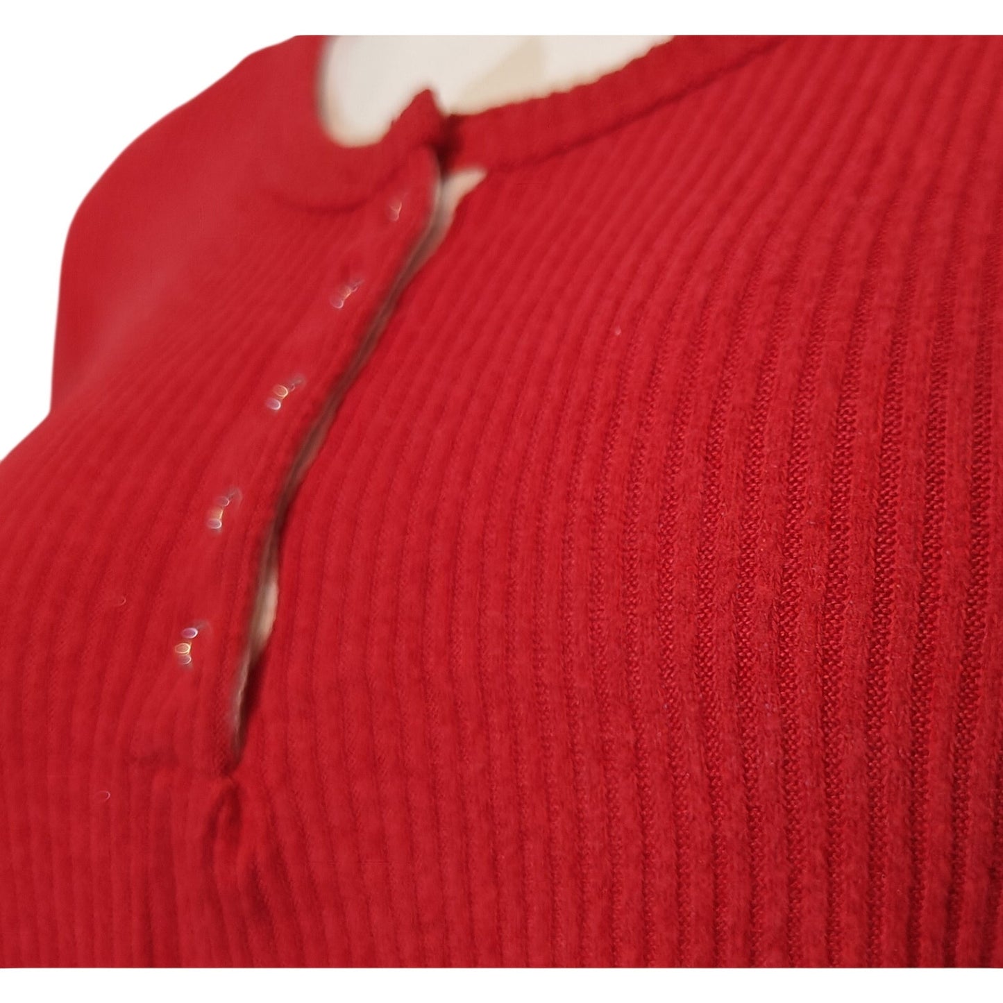 Red Ribbed Long Sleeve Henley