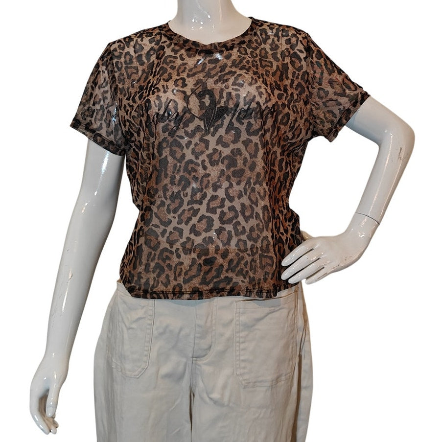 Leopard Mesh Sheer Tee