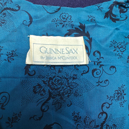 Vintage Blue Prairie Midi Dress with Lace Collar