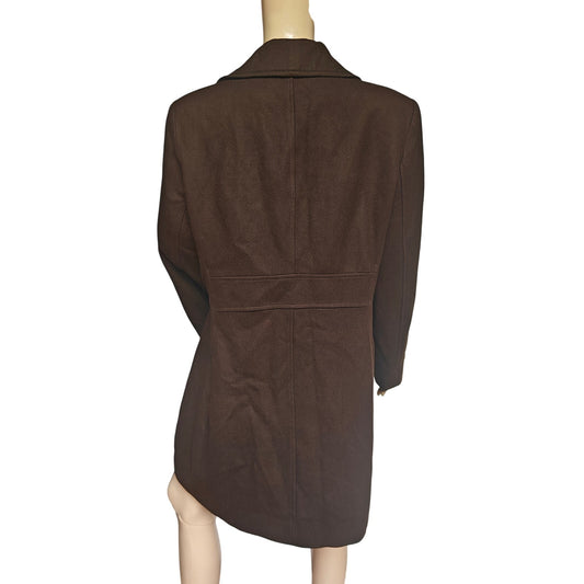 Brown Wool Blend Double Breasted Peacoat