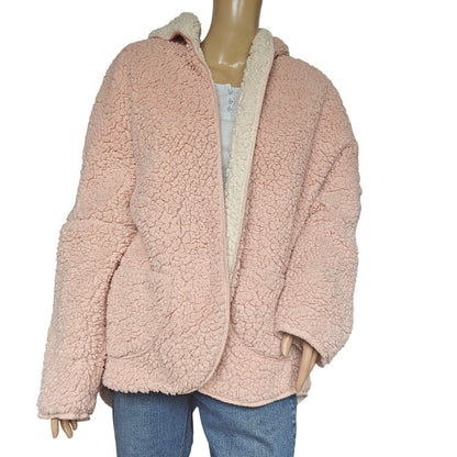 Reversible Sherpa Teddy Coat With Hood