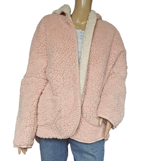 Reversible Sherpa Teddy Coat With Hood