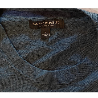 Dark Blue Merino Wool V-Neck Sweater