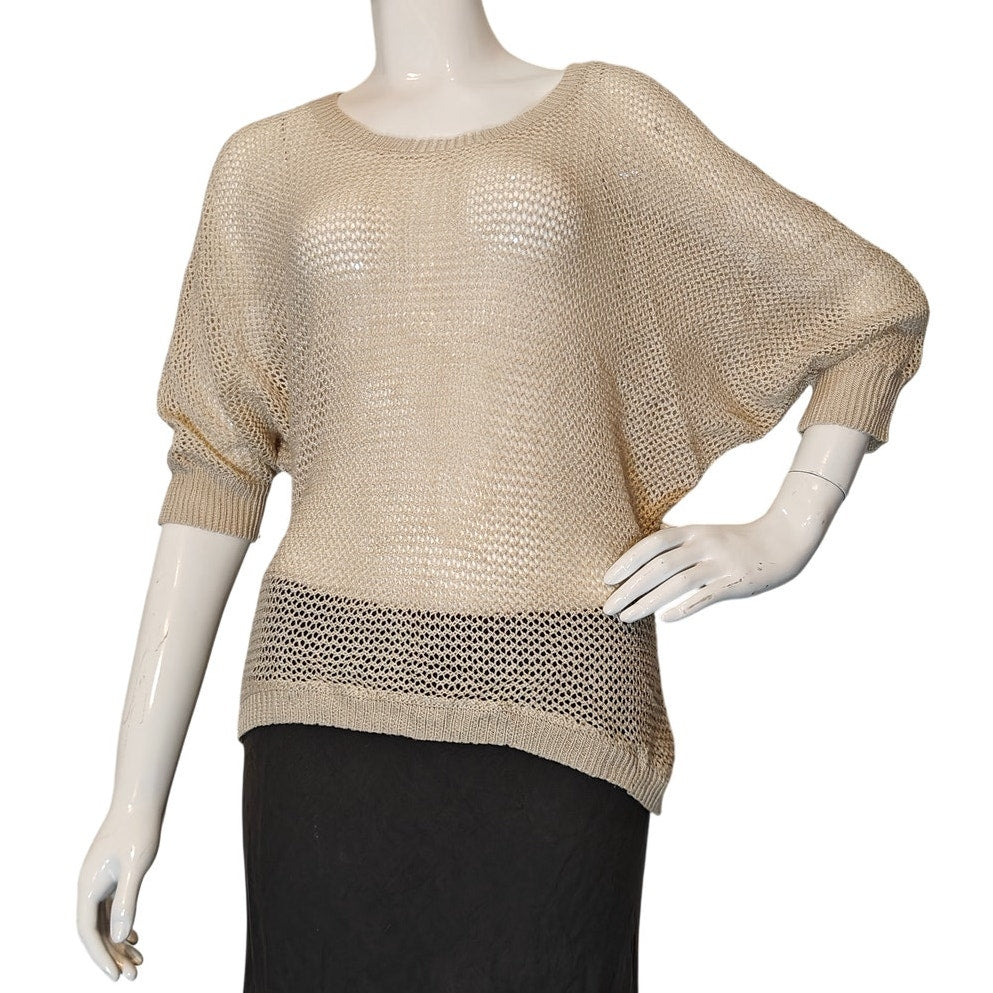Cream Open Knit Dolman Sleeve Sweater