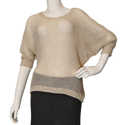 Cream Open Knit Dolman Sleeve Sweater
