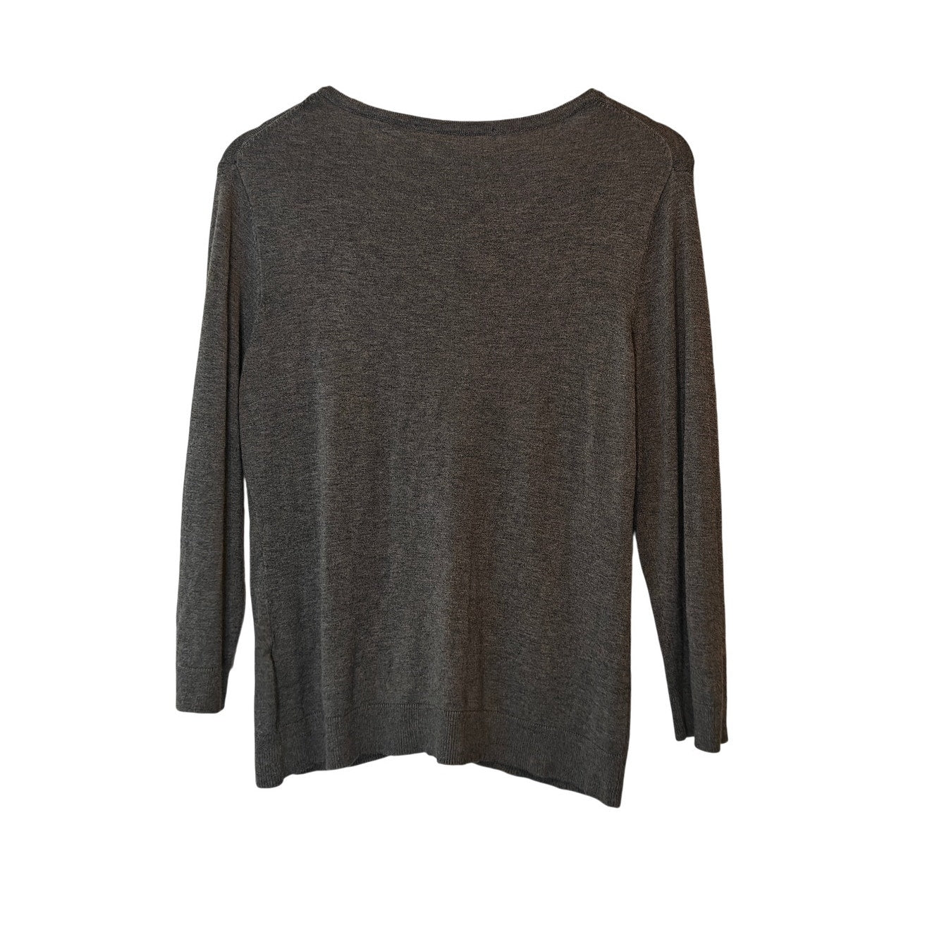 Gray Open Front Knit Cardigan