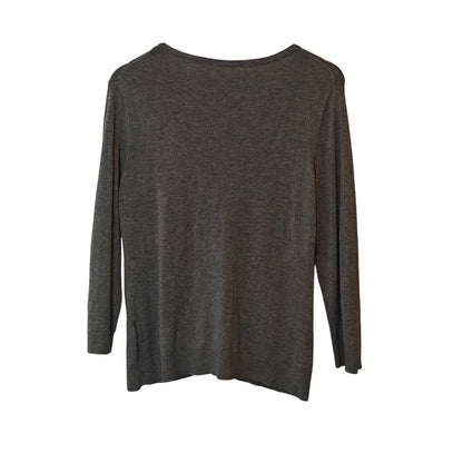 Gray Open Front Knit Cardigan