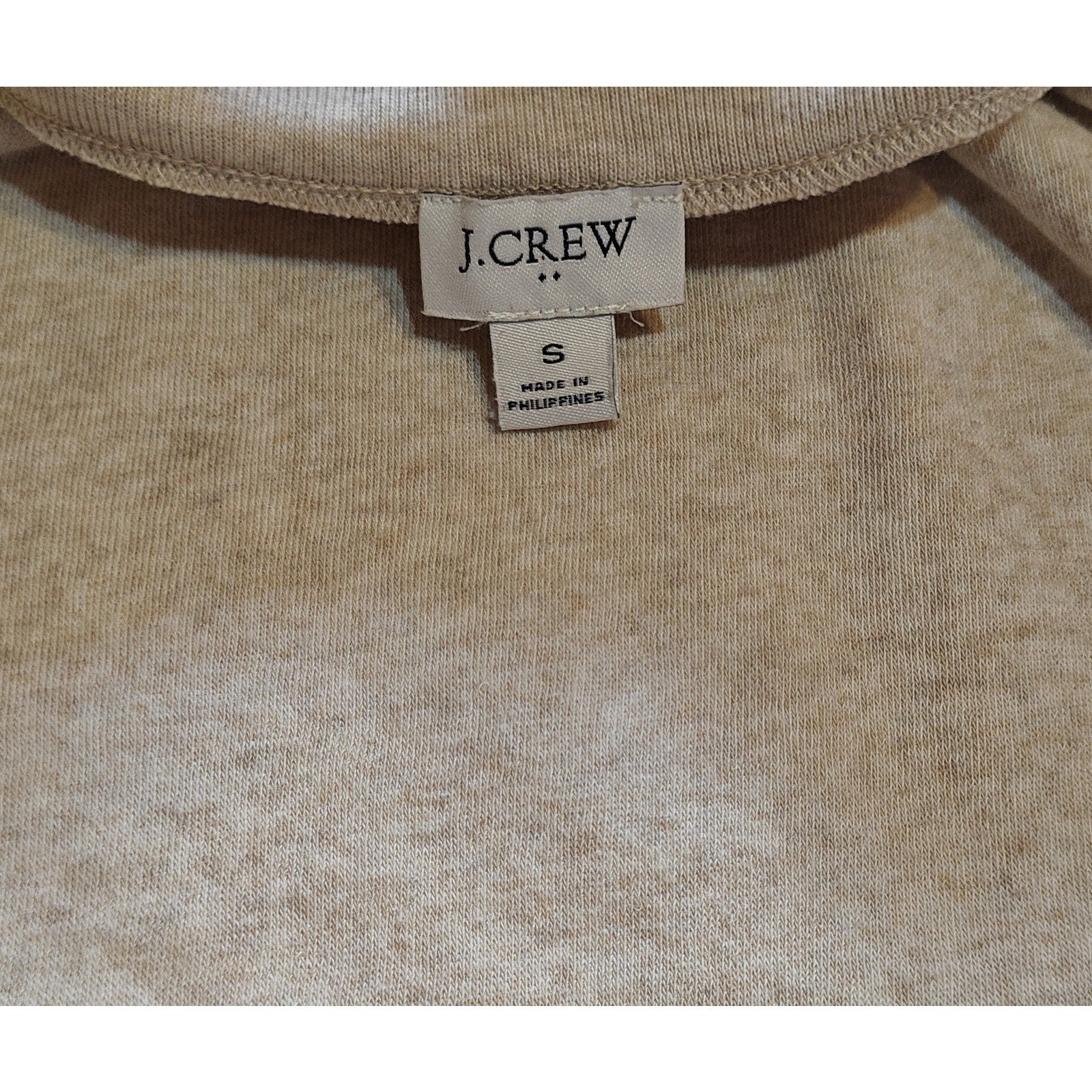 Beige Button Neck Funnel Collar Sweatshirt