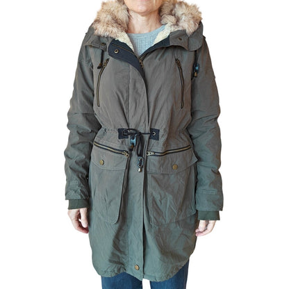 Olive Green Faux Fur Hooded Parka