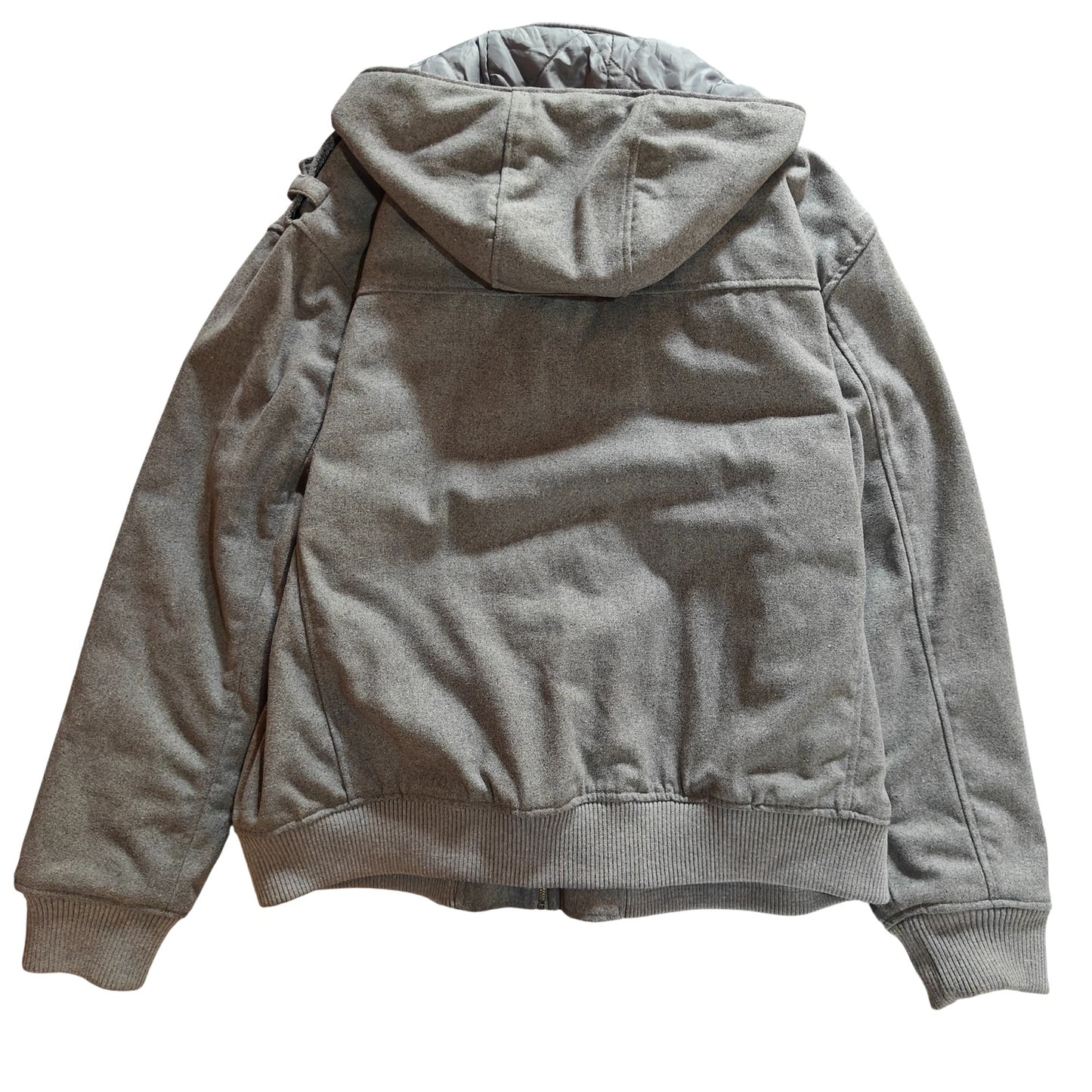 Gray Wool Blend Hooded Jacket