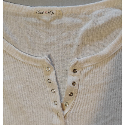 Cream Ribbed Snap Henley