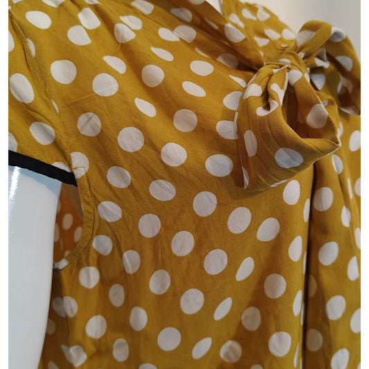 Mustard Polka Dot Tie Blouse