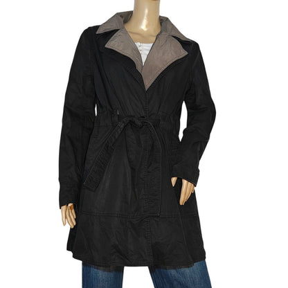 Black/Gray Reversible Belted Raincoat