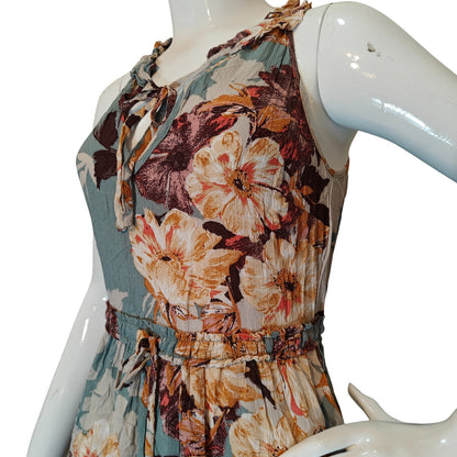 Floral Mini Dress with Ruffle Neck