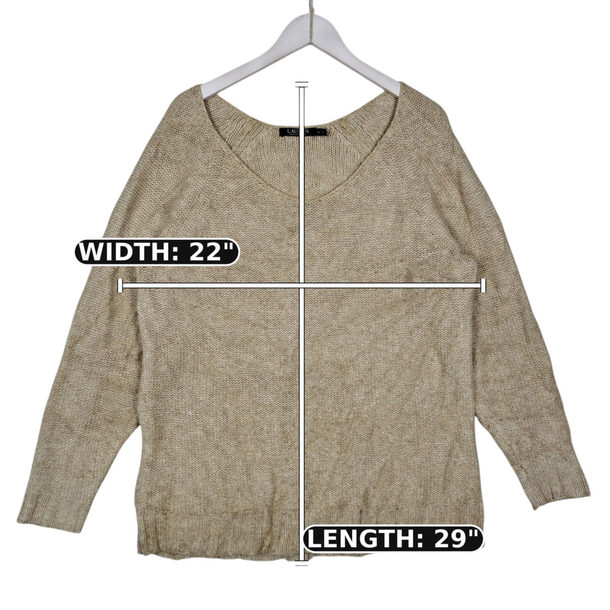 Lauren Ralph Lauren Oatmeal Scoop Neck Knit Sweater – Women’s XL