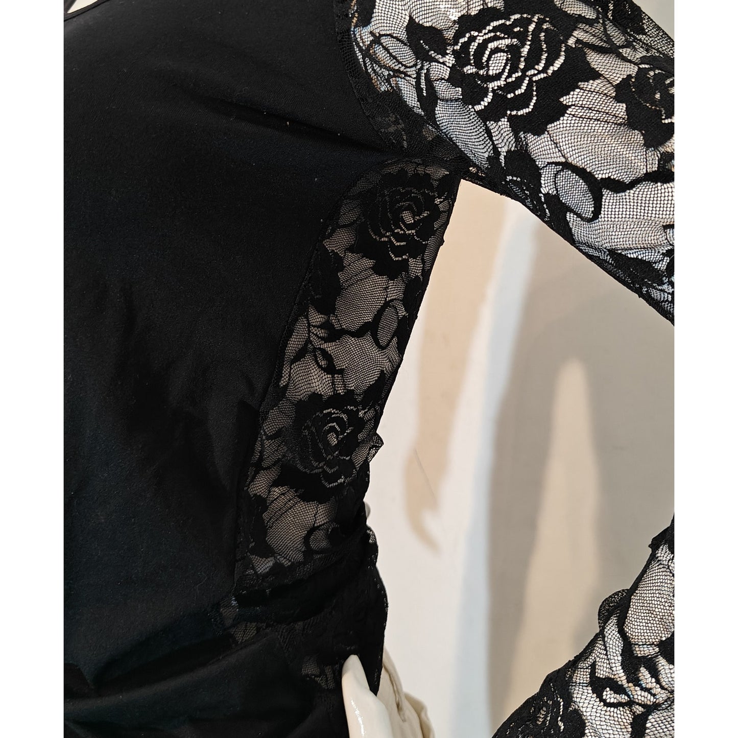 Black Lace Long-Sleeve Blouse
