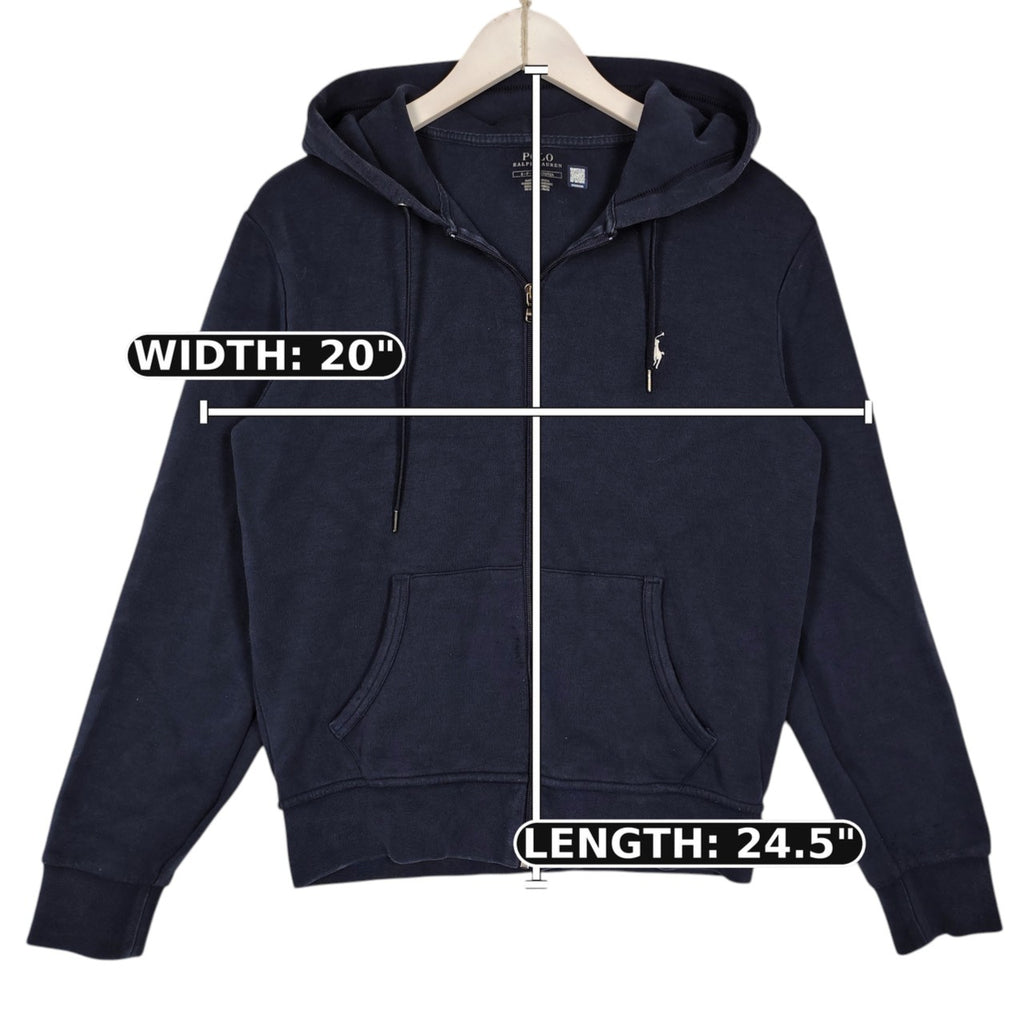 Polo Ralph Lauren Navy Full-Zip Pony Logo Hoodie – Men’s Small